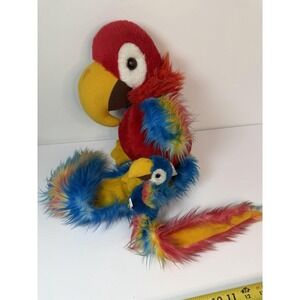Kamar Vintage‎ Plush Parrot Bird Colorful Stuffed Animal Handmade Lot Of 2